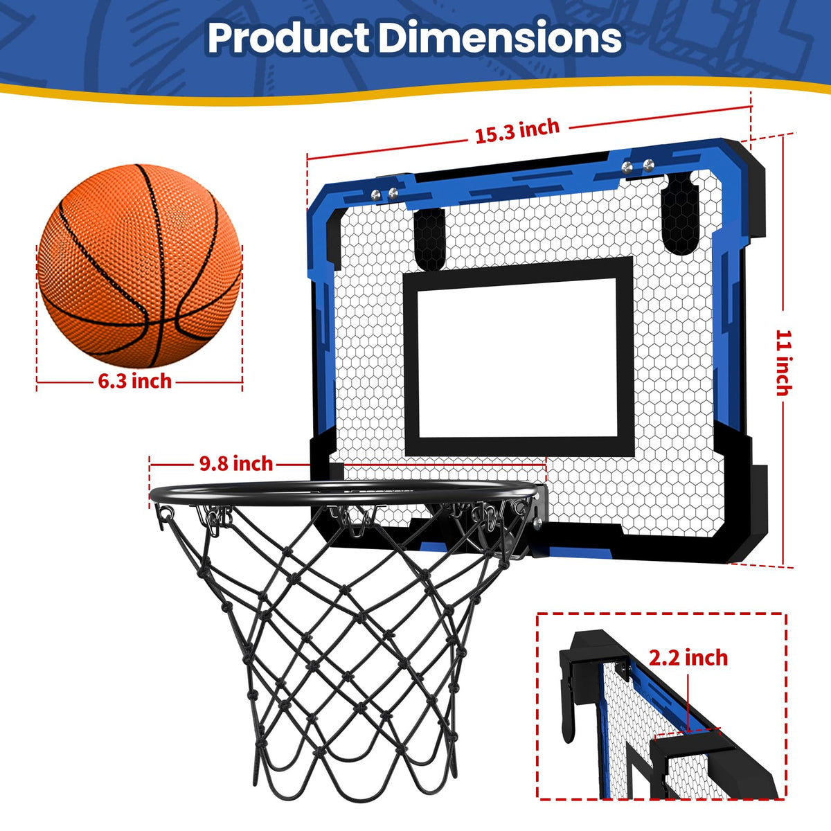 QDRAGON blue door hoop fits bedrooms, offices, and small spaces