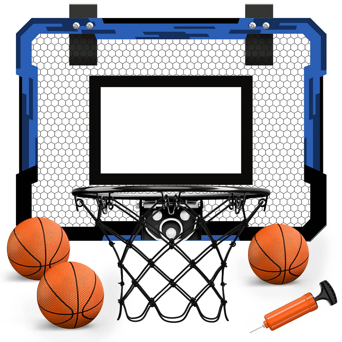 QDRAGON mini basketball hoop over-the-door blue backboard for quick setup