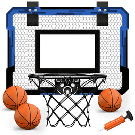 QDRAGON mini basketball hoop over-the-door blue backboard for quick setup
