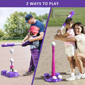 QDRAGON T-Ball Set adjustable batting tee supports kids of different heights