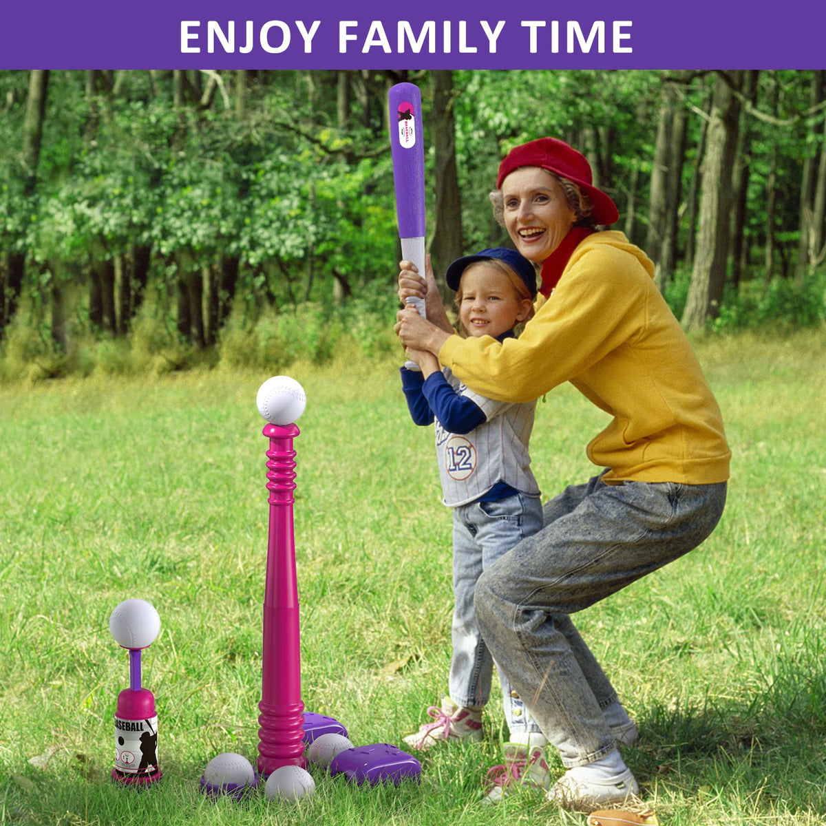 QDRAGON T-Ball Set non-slip handle protects little hands during swings