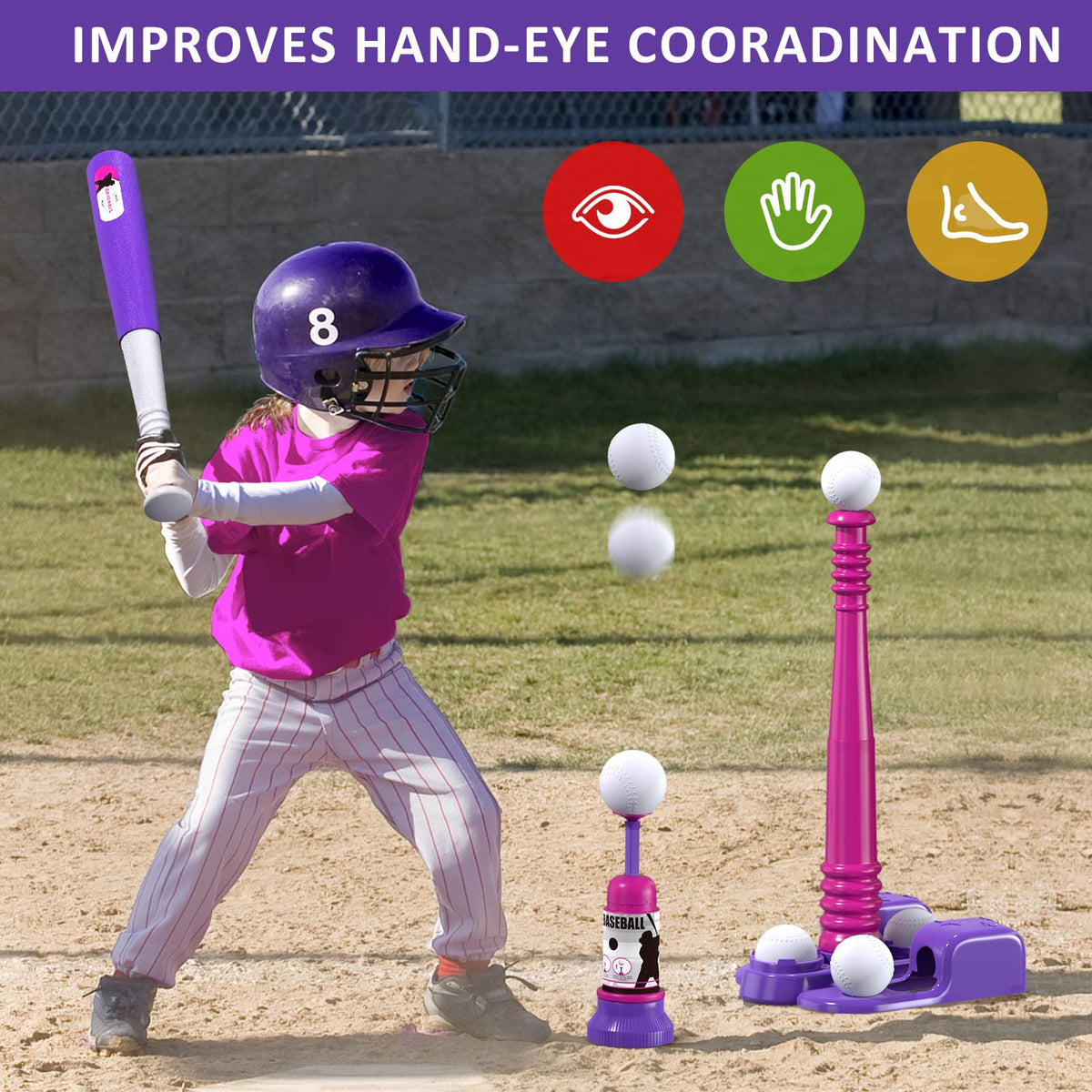QDRAGON T-Ball Set includes six balls ready for outdoor practice