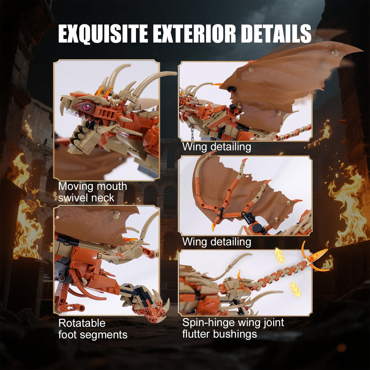 QFJ Bronze scales texture adds premium feel to dragon display