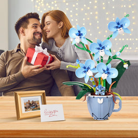 QFJ Ideas Blue Orchid desk-decoration enhancing workspace ambiance.