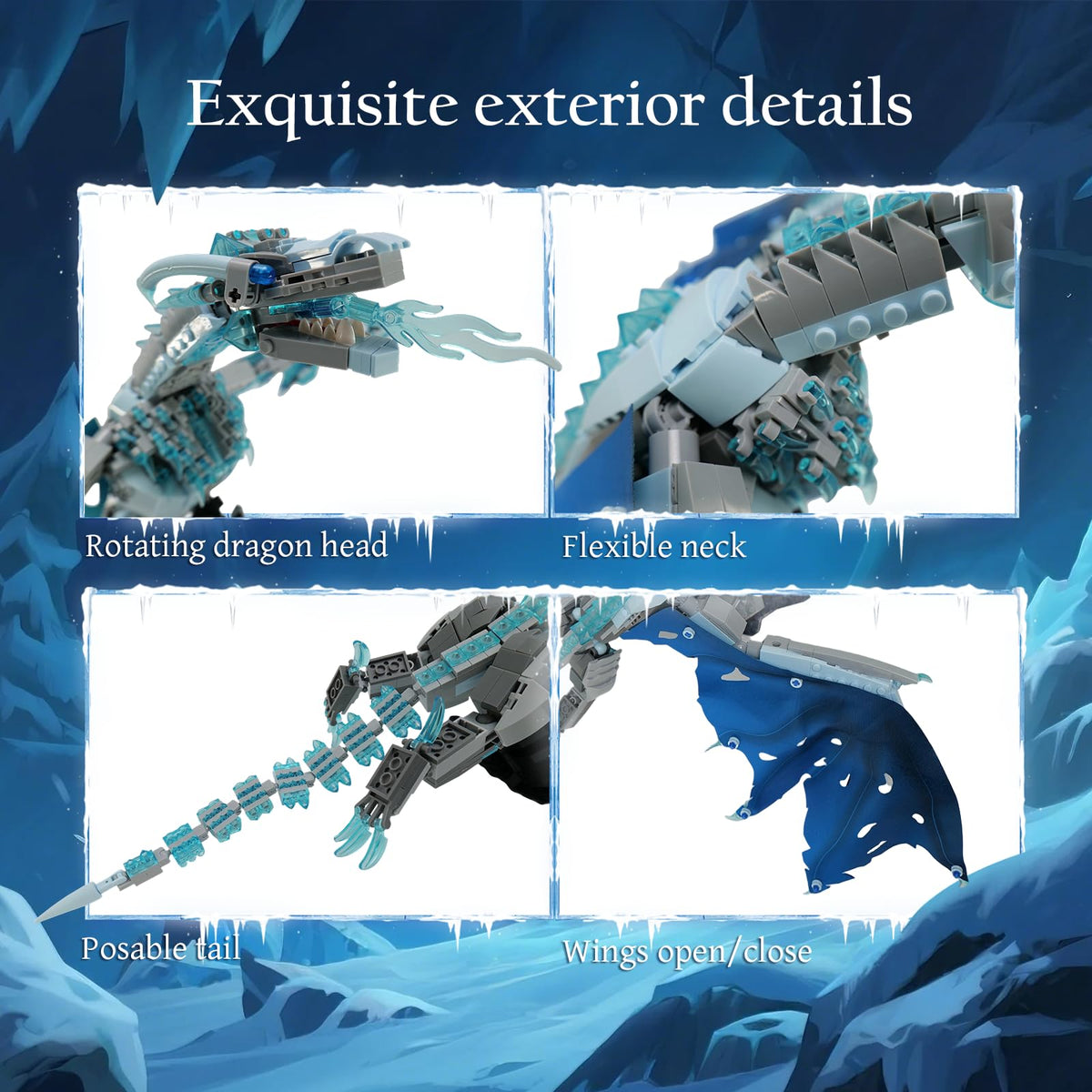 QFJ Ice Dragon tail articulation allows balanced stances on the stand.