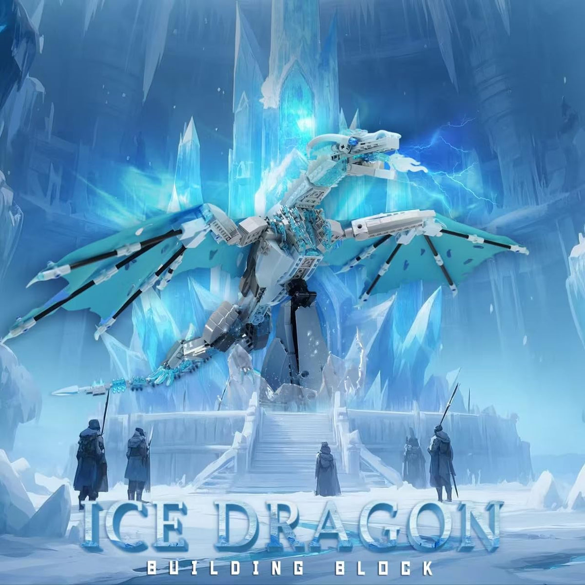 QFJ Ice Dragon wings extended, ideal for dynamic display and dramatic GOT-inspired decor.