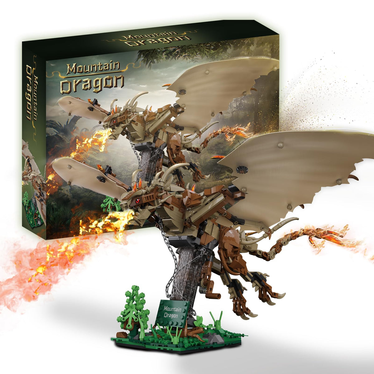 QFJ Ideas Magic Wiki Fire Dragon assembly shows detailed dragon model for display