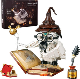 QFJ Ideas Magic World Owl Building Set shows an owl on a spellbook for desk display.