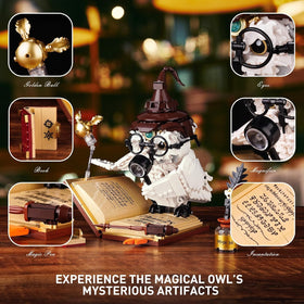 QFJ Ideas Magic World Owl Building Set glows with a built-in light up feature.