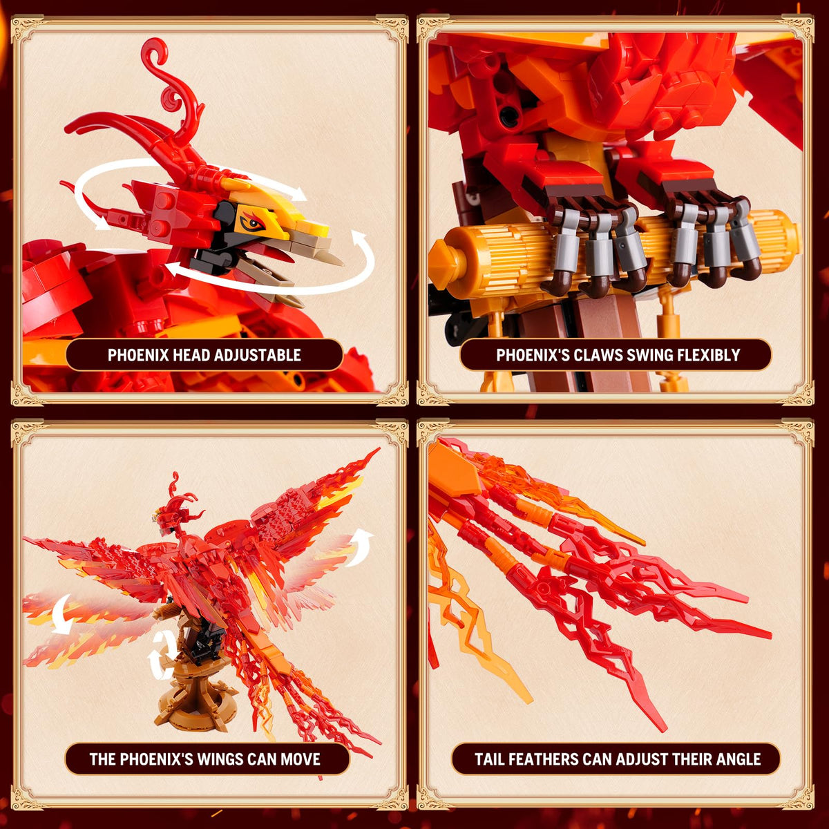 QFJ Moc Fire Phoenix brick-by-brick build compatible with major brands