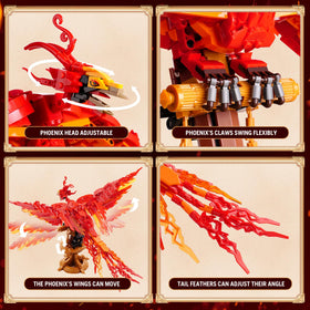QFJ Moc Fire Phoenix brick-by-brick build compatible with major brands