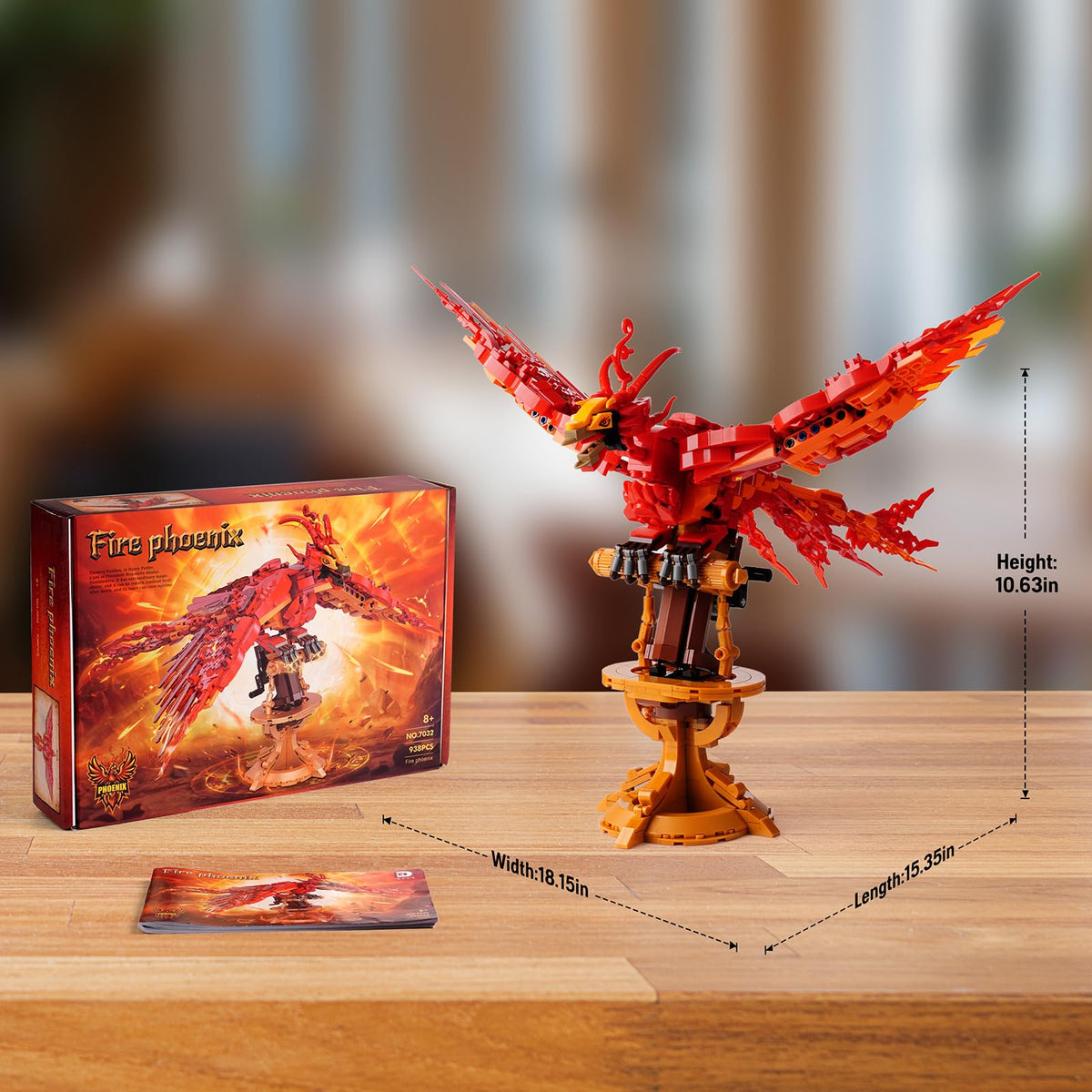 QFJ Moc Fire Phoenix large display size suitable for desks and shelves