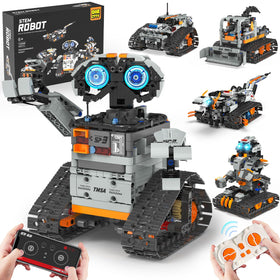 QHECTTY 5-in-1 STEM robot build kit assembly view, sparks creativity and hands-on learning.