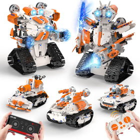QHECTTY 5in1 STEM robot tank model A in action for immersive play and engineering exploration