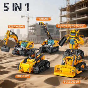 QHECTTY excavator model in action, teaching real-world construction concepts during play.