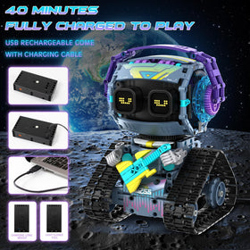 QHECTTY STEM LED dynamic eyes illustrate interactive feedback during play.