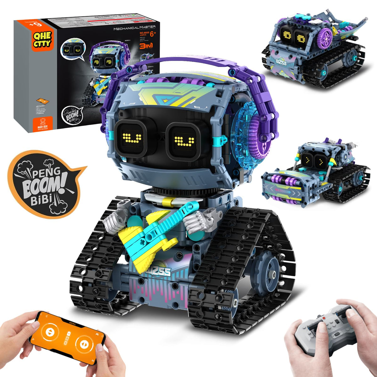 QHECTTY STEM robot-building-kit assembly scene promoting learning and creativity.