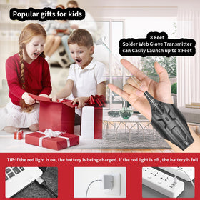 QHJIU Spider Web Shooter 2.0 magnet and suction cup in action shows versatile play options