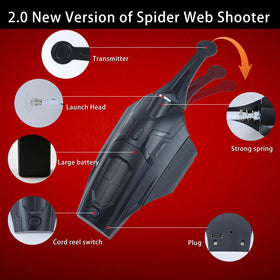 QHJIU Spider Web Shooter 2.0 rear view highlights subtle grip and battery access for charging
