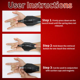 QHJIU Spider Web Shooter 2.0 reel switch close up demonstrates easy four second start
