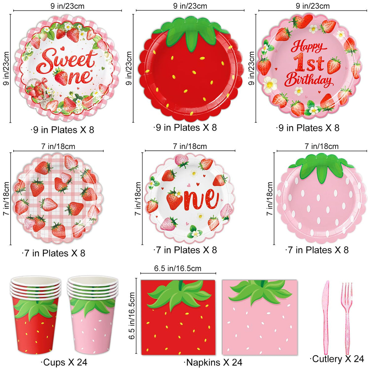 QIYANPAX Berry Dessert Plates: cute 7 inch plates ideal for sweet treats.
