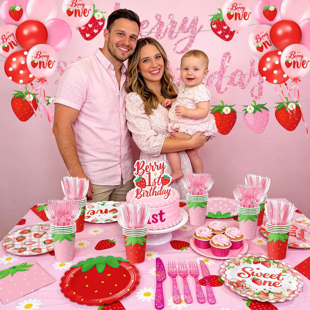 QIYANPAX Berry Tablecloths: waterproof surface protection perfect for cake time.