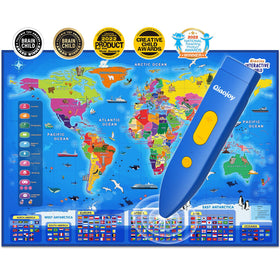 Qiaojoy bilingual interactive world map front view showcases sleek design and interactive display