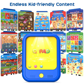 Qiaojoy education tablet highlights foods for daily vocabulary building.