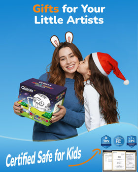 QIBOX drawing robot comes gift-ready with cards and markers