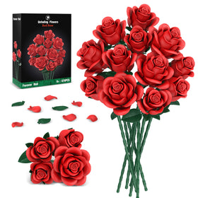 QIFUN red roses buildable bouquet assembly close-up