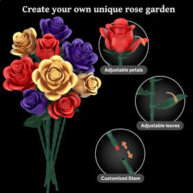 QIFUN rose bouquet build set adjustable stem enables customized displays.