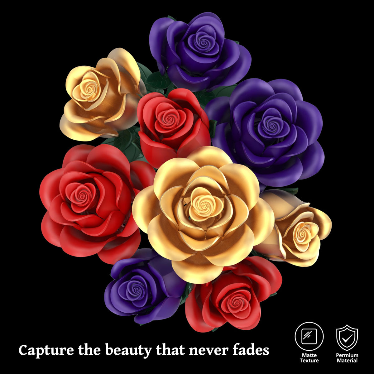 QIFUN rose bouquet build set shows color variety for home decor and gifting.