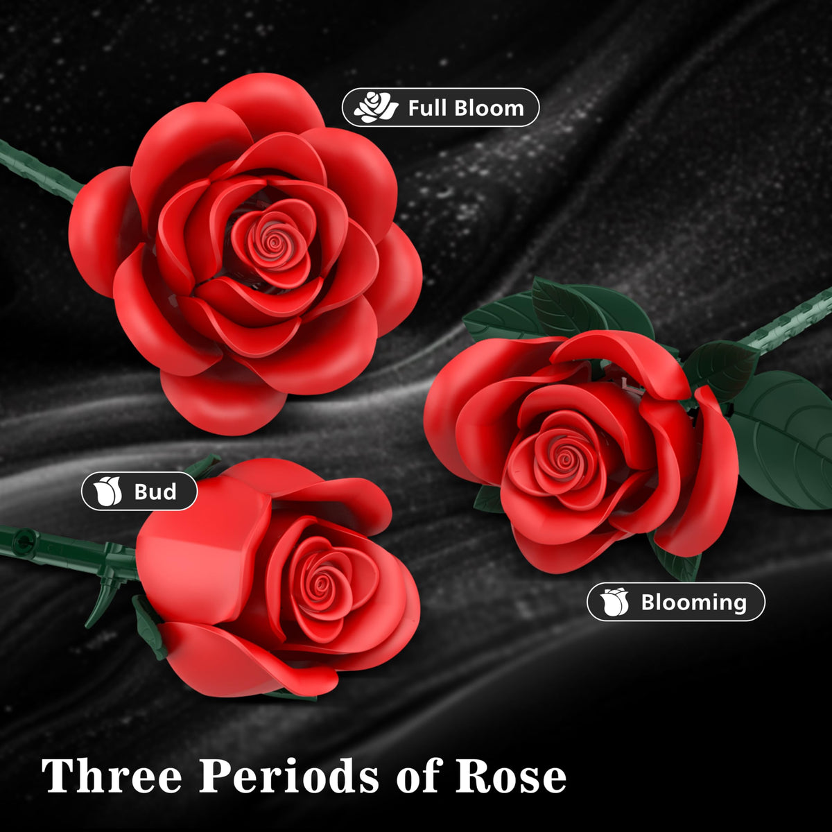 QIFUN rose bouquet blocks for office decor provide a cheerful workspace accent.