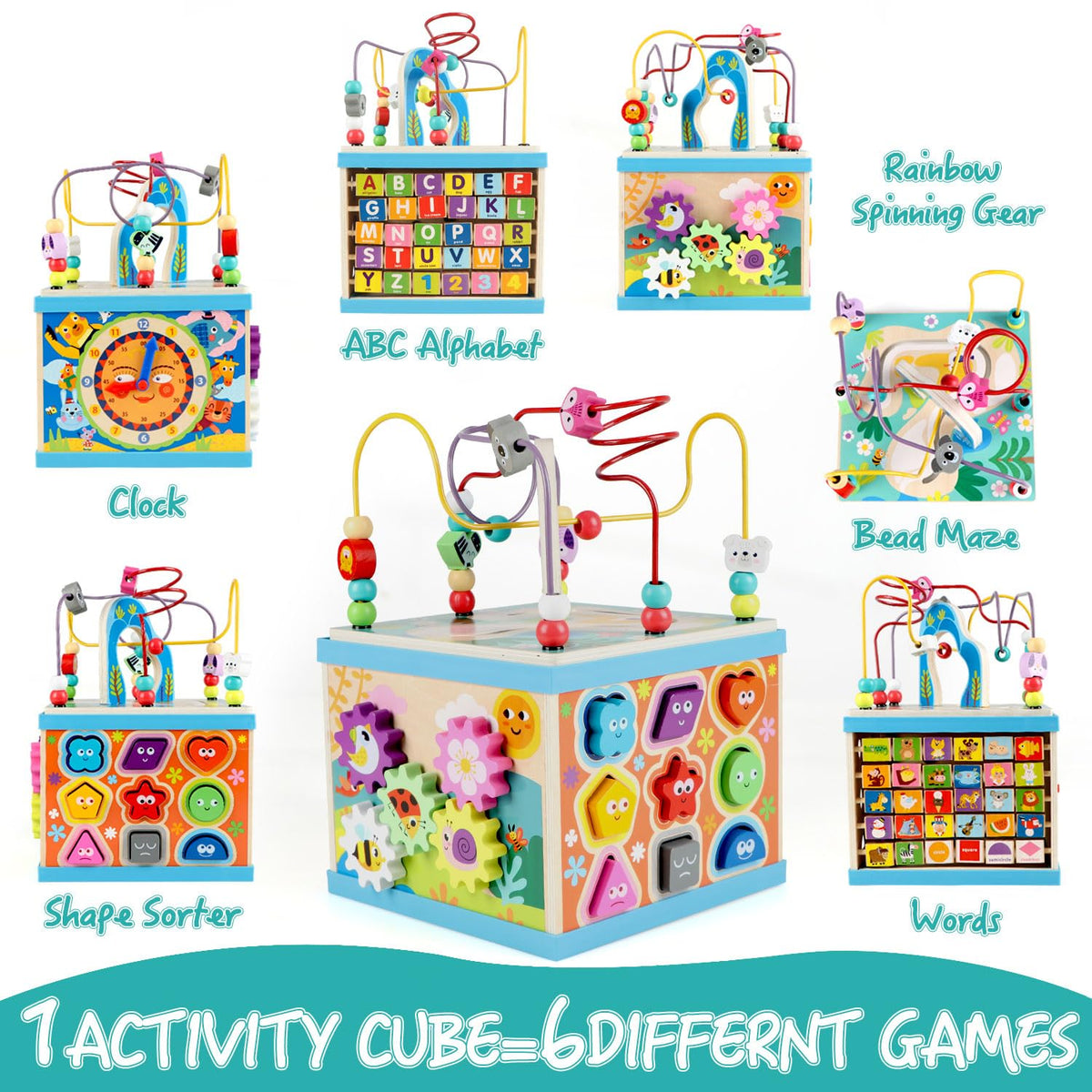 Qilay ABC-123 abacus blocks promote early number recognition and counting.