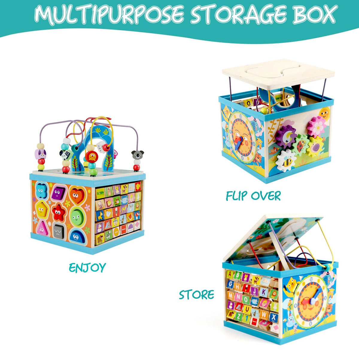 Qilay spinning gear encourages fine motor play and cause-and-effect exploration.