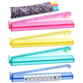 QIMIALOL colored mahjong racks with pushers and bag for a 4pc setup