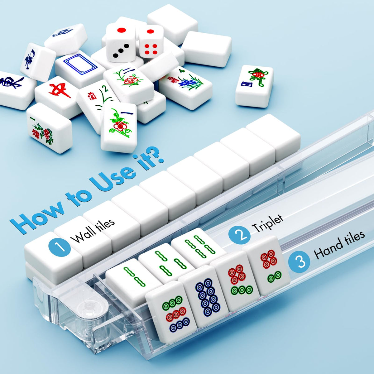 QIMIALOL transparent tile holder with scratch-proof edges protecting tiles during play.