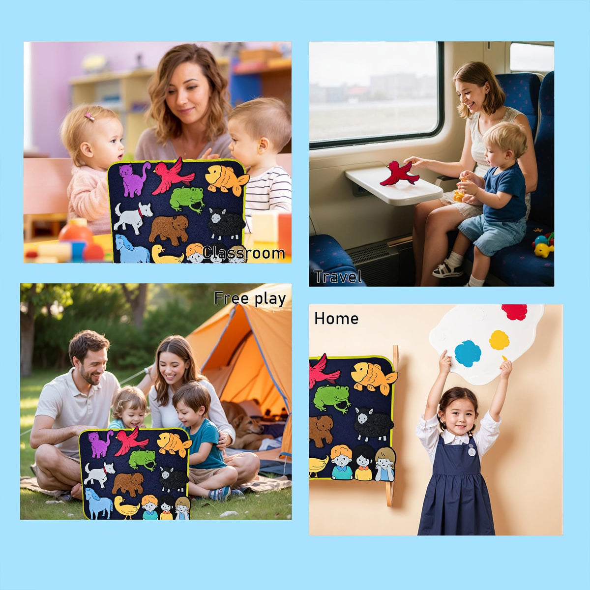 Qimihinoy hook-and-loop backed pieces stay secure during play