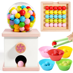 QimuMku wooden gumball machine ready for counting and sorting play