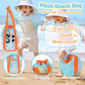 QINGLER fast-drying mesh bag keeps sand out and dries quickly.