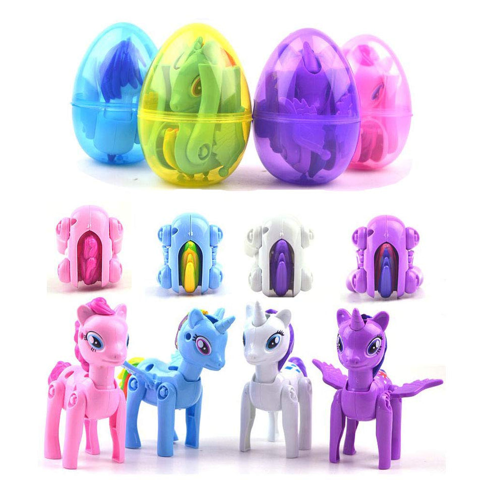 QINGQIU jumbo unicorn deformation egg box reveals a surprise toy for kids.