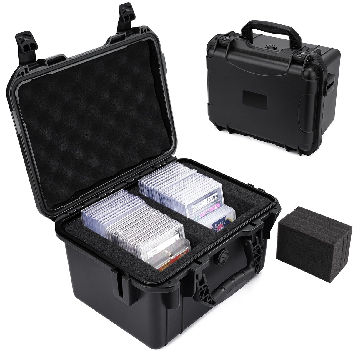 QINGUANG graded card storage box with large capacity for multiple card collections.