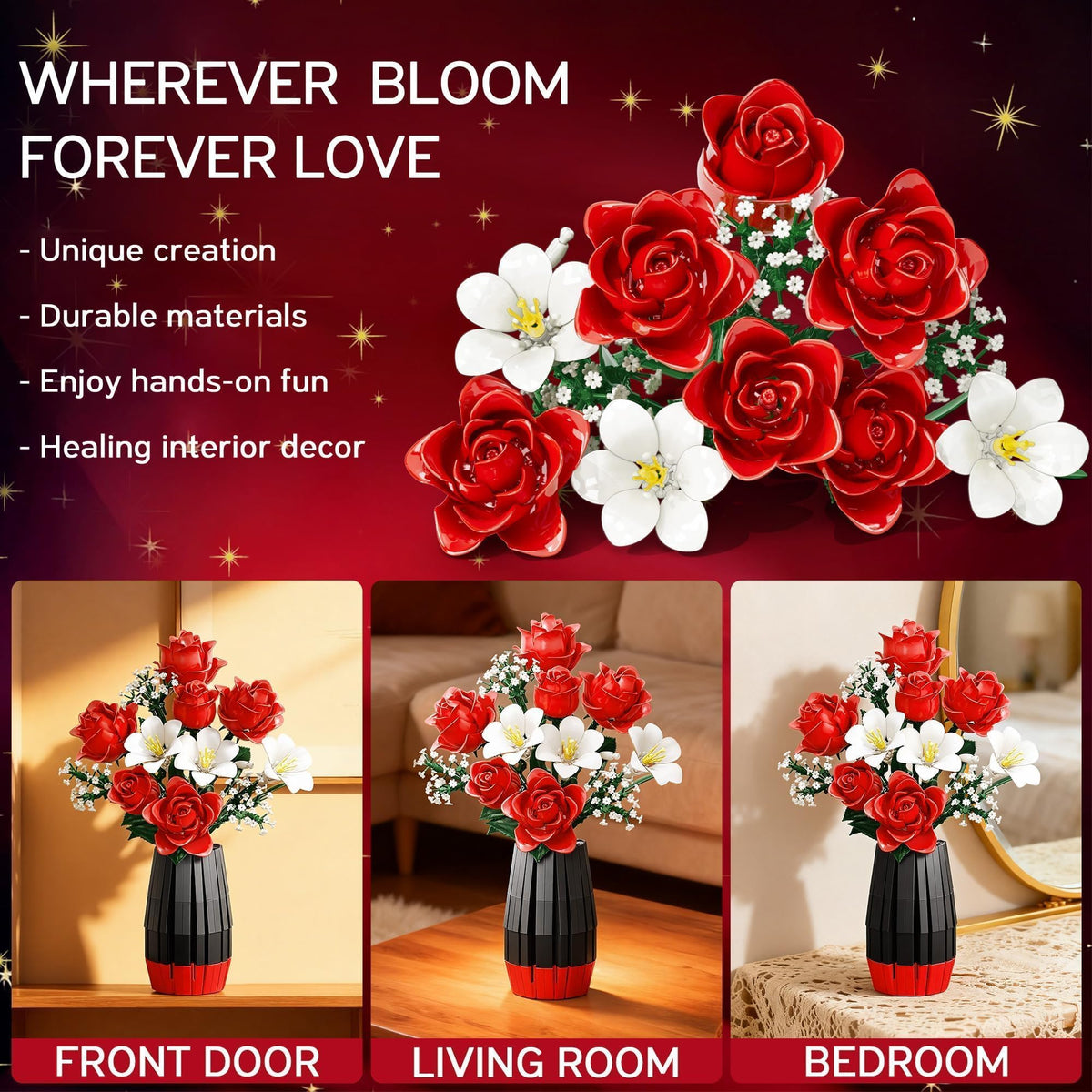 Qinline home decor rose bouquet enhances any room