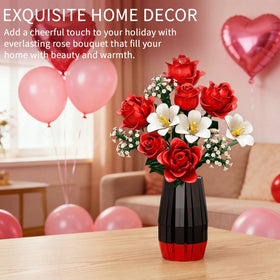 Qinline lifelike rose assembly showing realistic petals and stems for display