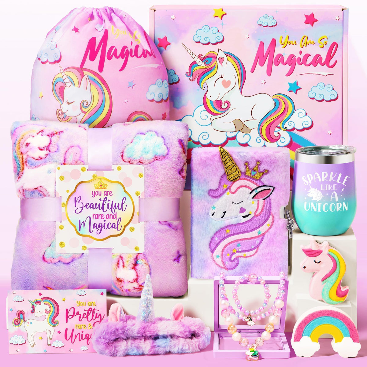 Qinline unicorn glow blanket glowing in the dark for bedtime magic