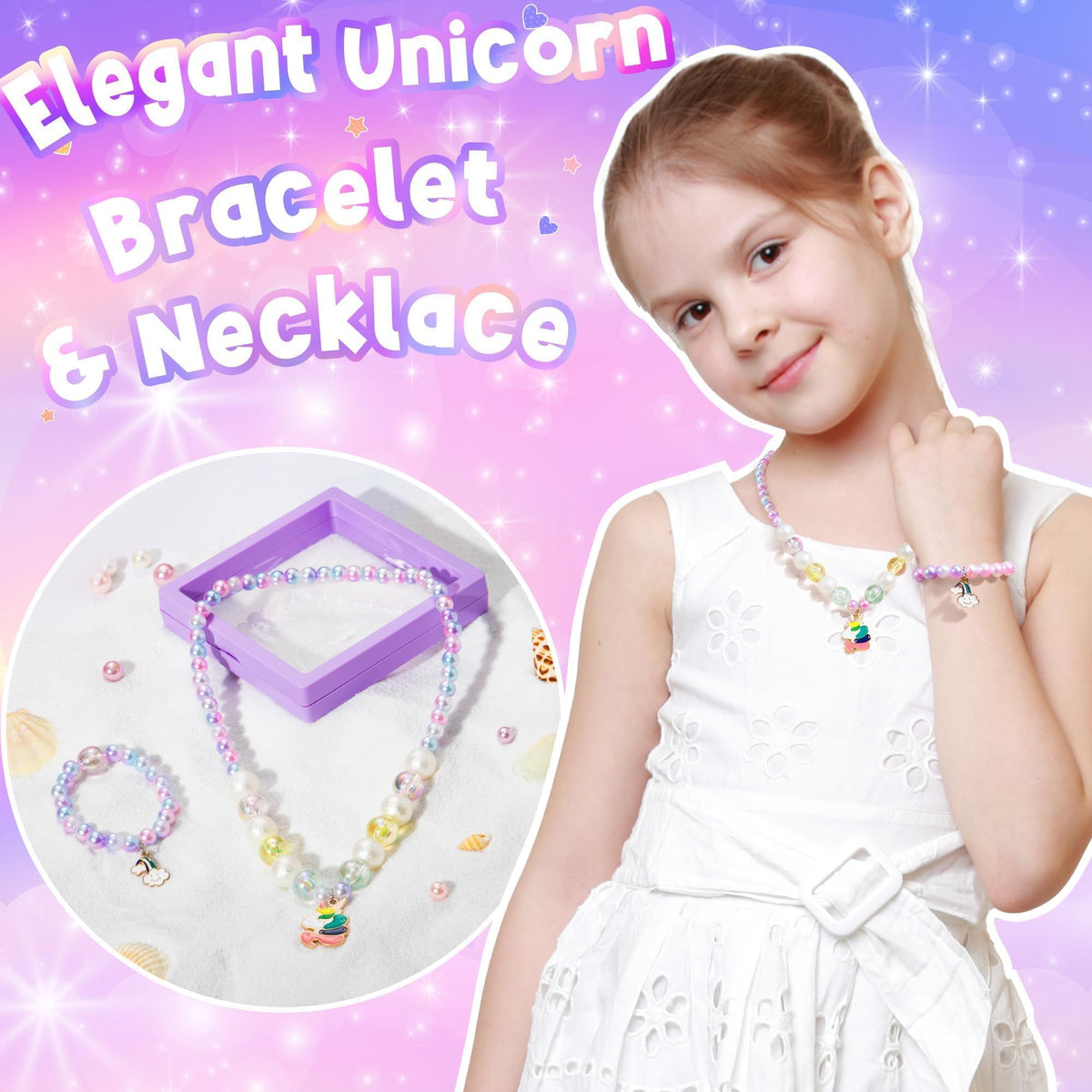 Qinline unicorn gift box top view with complete gift set