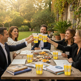 Qinyoung 16oz capacity cups designed for beverages and toasts.