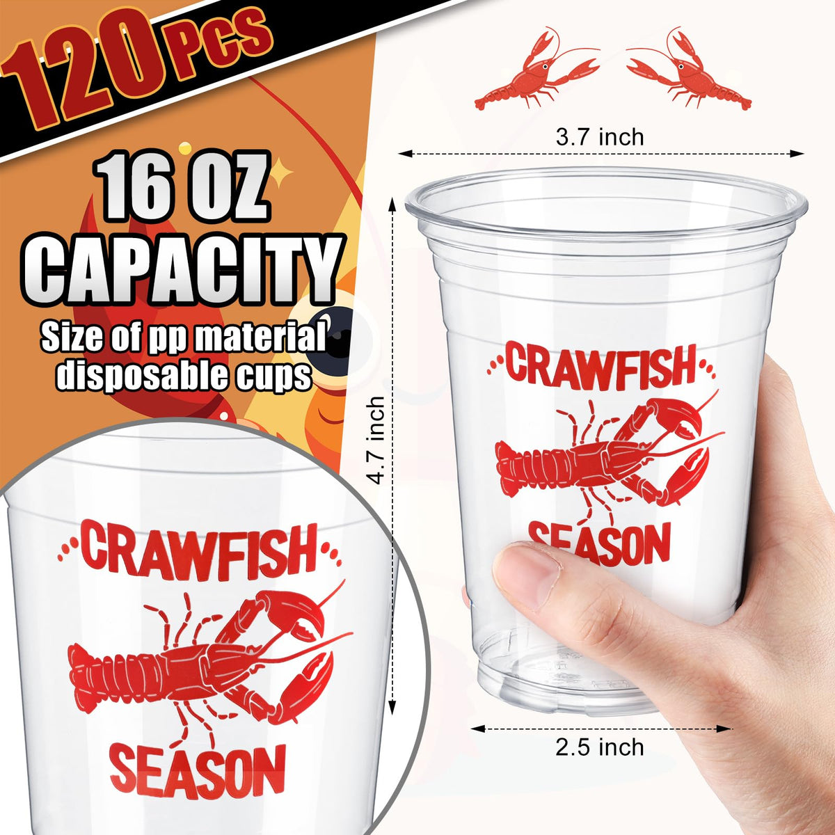 Qinyoung 16oz transparent crawfish cup for clear beverages