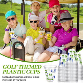 Qinyoung blue-pattern golf cups on a table add festive style.