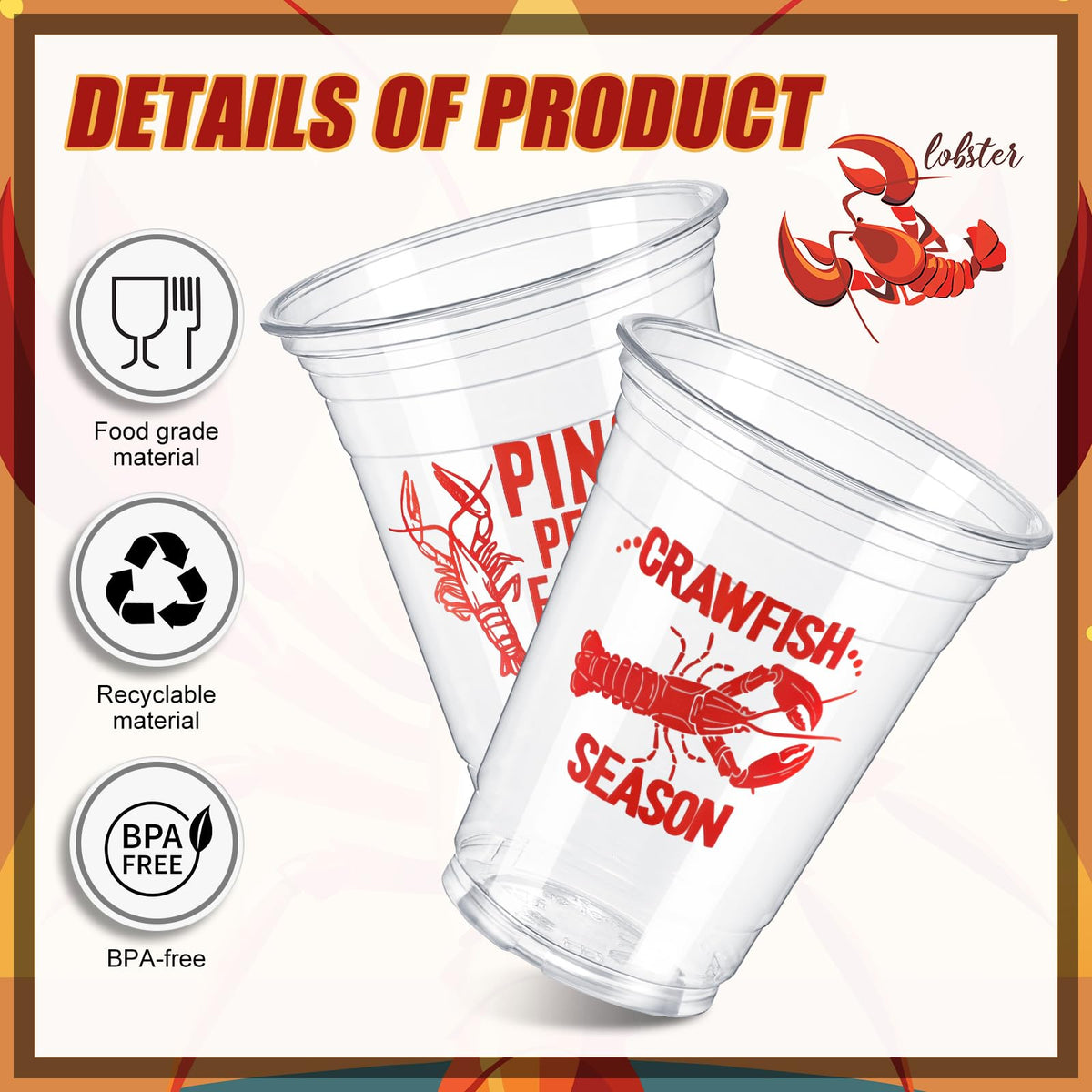 Qinyoung crawfish boil party setup cup for outdoor gatherings